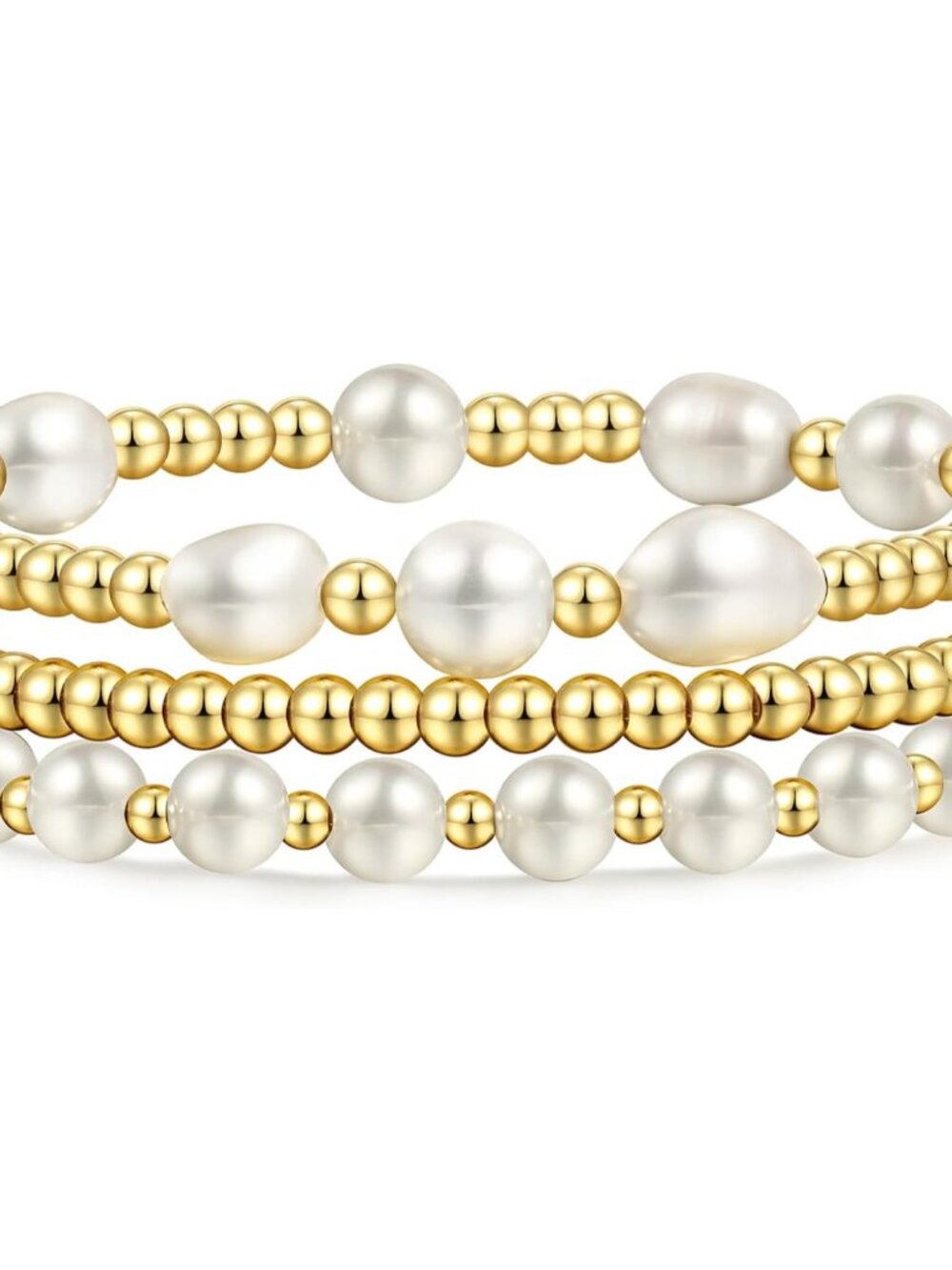 Trendy Gold Beaded Bracelets for Women - Classic 7 Inch Layered Bangles